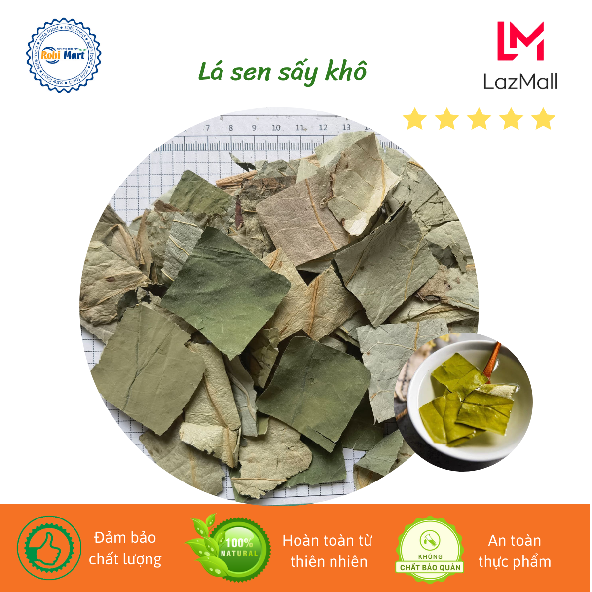 Lá sen sấy khô thơm ngon robimart gói 50g, 100g - trà giúp ngủ ngon