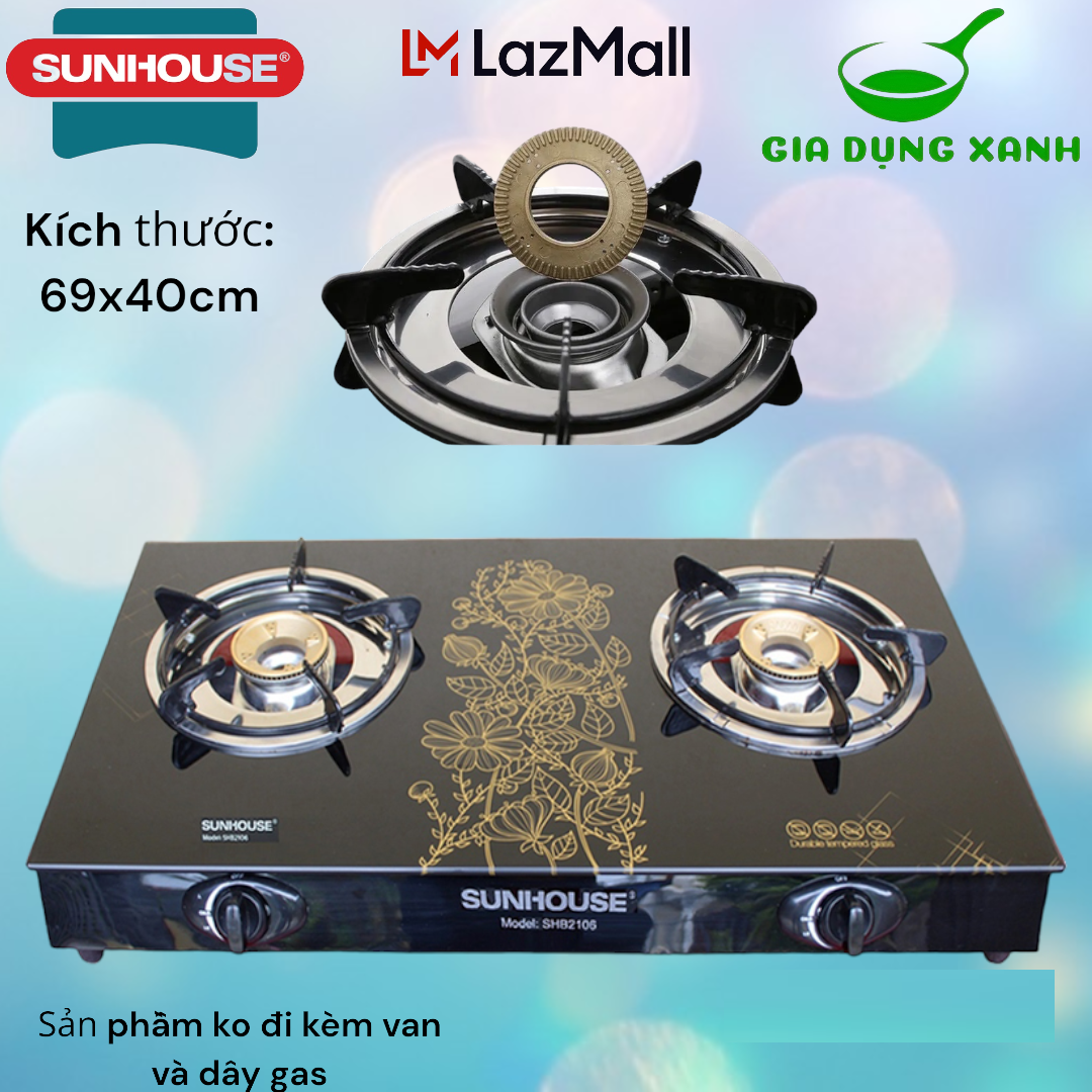 Bếp ga đôi dương kính sunhouse bảo hành toàn quốc