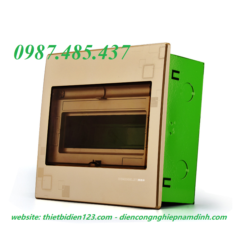 Tủ điện âm tường đế sắt cao cấp mặt vàng 6-9 , 10-13 , 14-18 vị trí - hộp cài át cao cấp merlineu