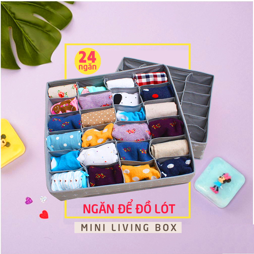 Hộp Đựng Đồ Lót Tất Vớ 24  Ngăn Morning House- Hộp cứng cáp, gấp gọn tiện lợi, vải chống thấm nước