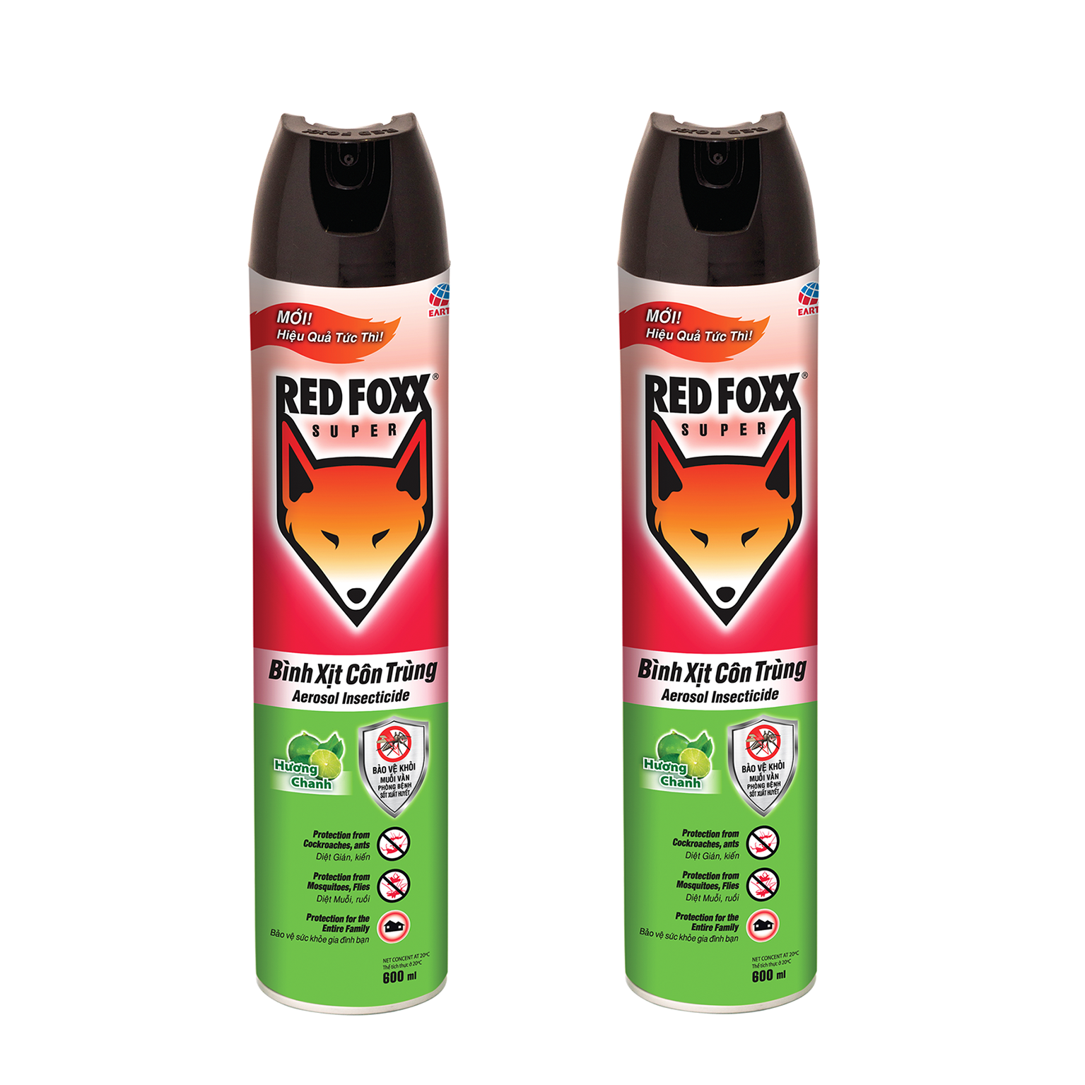 Combo 2 bình xịt côn trùng red foxx 600ml - hương chanh