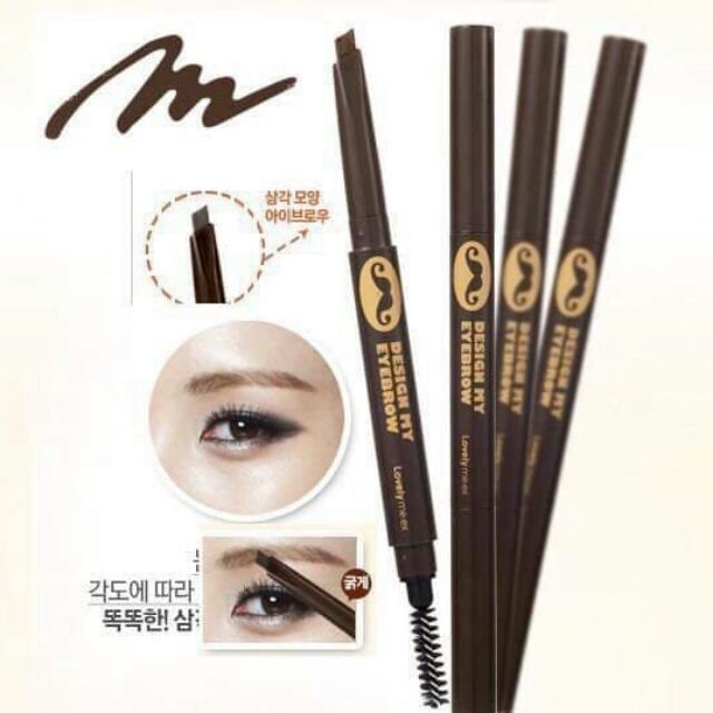 (TẶNG 1 GƯƠNG MINI) COMBO 3 CHÌ KẺ MÀY 2 ĐẦU DESIGN MY EYEBROW