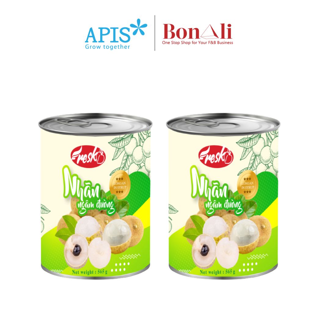 Combo 2 lon nhãn ngâm đường fresko việt nam - 565g