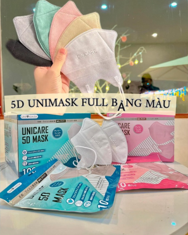 [Freeship] Thùng 100 chiếc Khẩu Trang 5D Mask Unimask 5D Mask UNICARE cao cấp