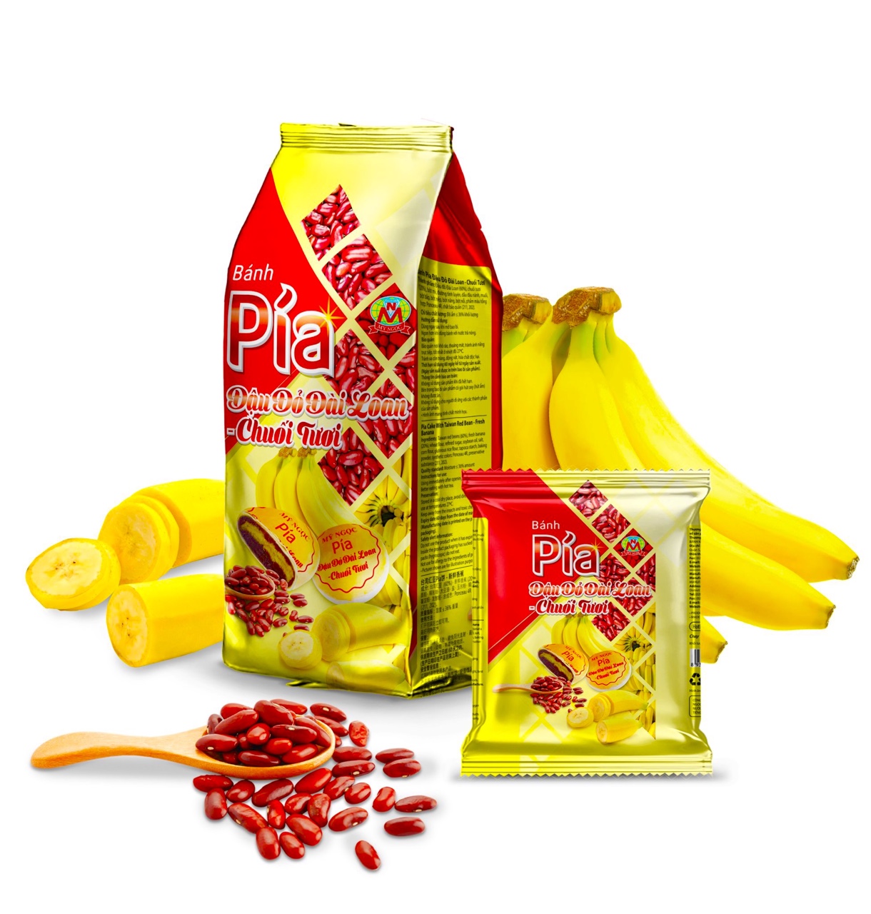 380g 4 Bánh PÍA chay ĐẬU ĐỎ đài loan CHUỐI tươi, KHÔNG sầu riêng & TRỨNG MUỐI, ngọt CHUỐI TƯƠI, có CHẤT XƠ nhuận trường