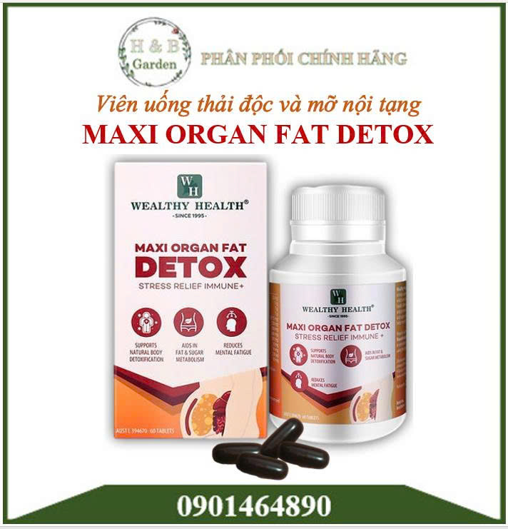 Viên uống thảo dược giảm mỡ nội tạng Wealthy Health Maxi Organ Fat Detox giúp thải độc, giảm mỡ máu
