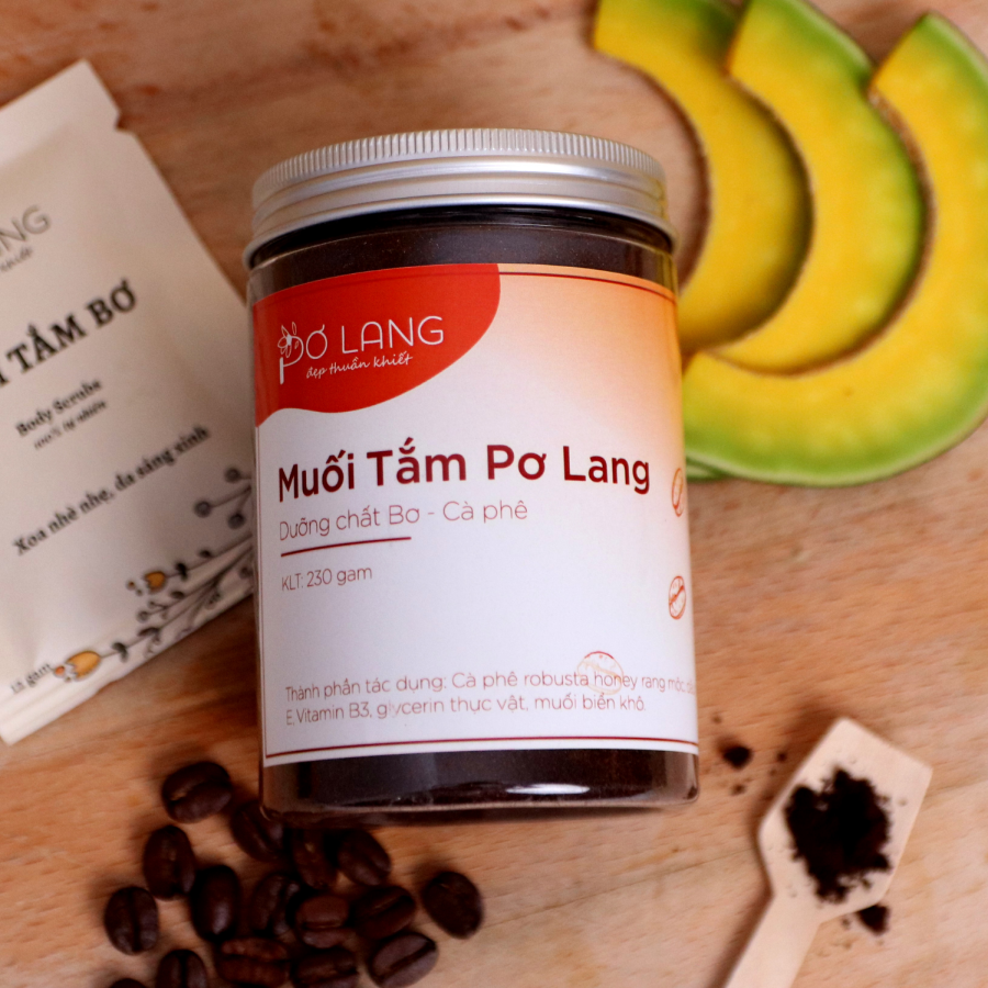 Muối tắm cà phê dầu bơ tẩy tế bào chết dưỡng da mịn màng Pơ Lang 230gr