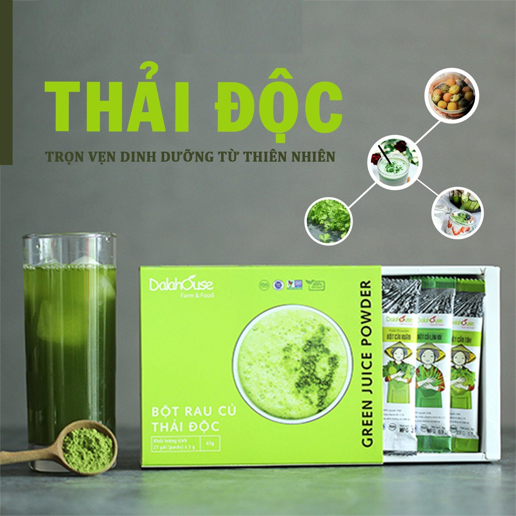 Combo bột rau củ detox thải độc dalahouse gồm 7 loại rau giảm cân, đẹp da, chống lão hóa