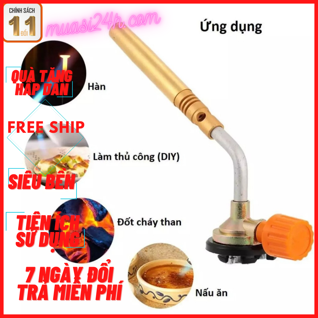Đèn khò hàn ống đồng bình ga mini - đầu khò lửa, đánh lửa tự động - đèn khò ga 1 ống đồng, khò gas cầm tay