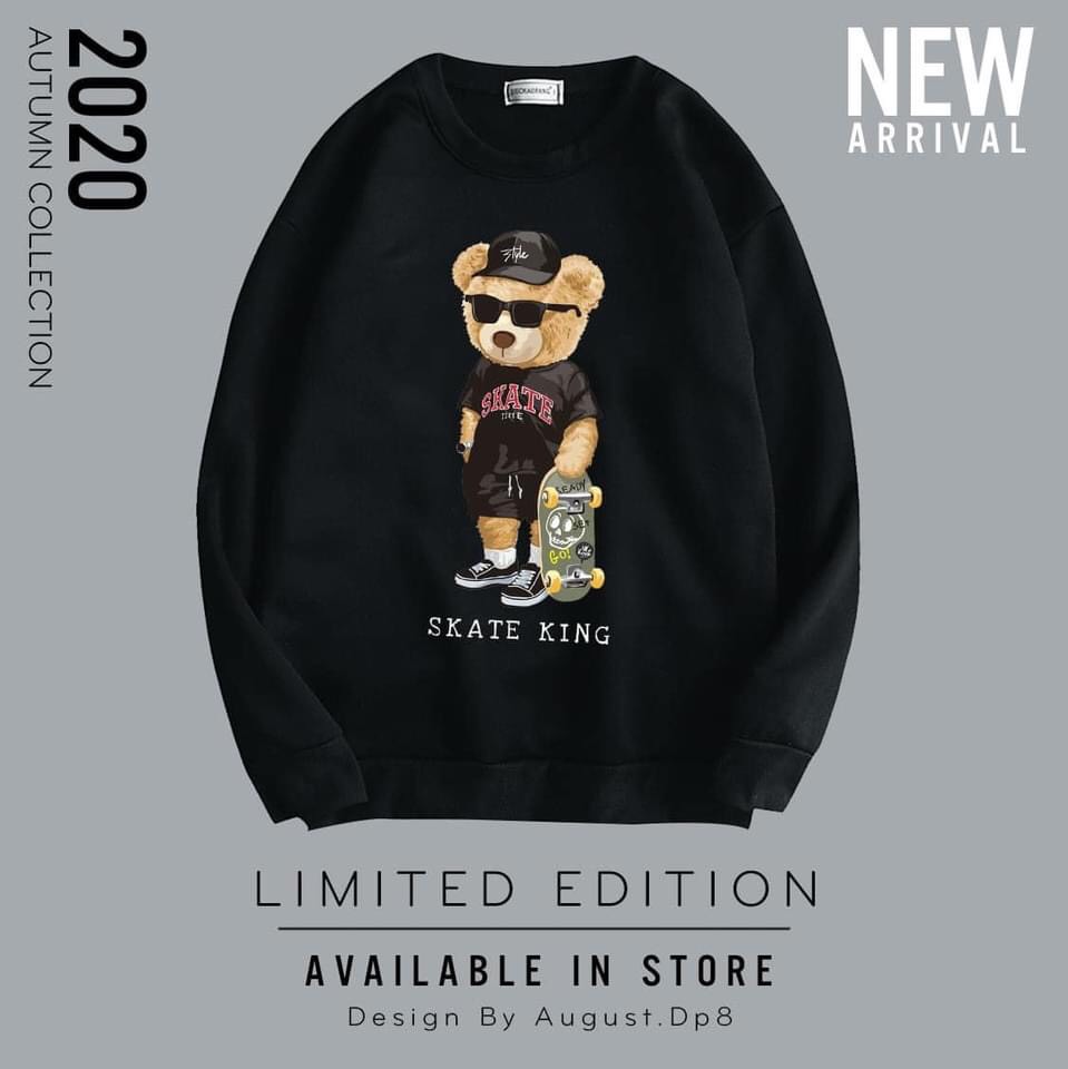 Áo sweater unisex nam nữ gấu kính có bigsize vải nỉ bông dày mịn