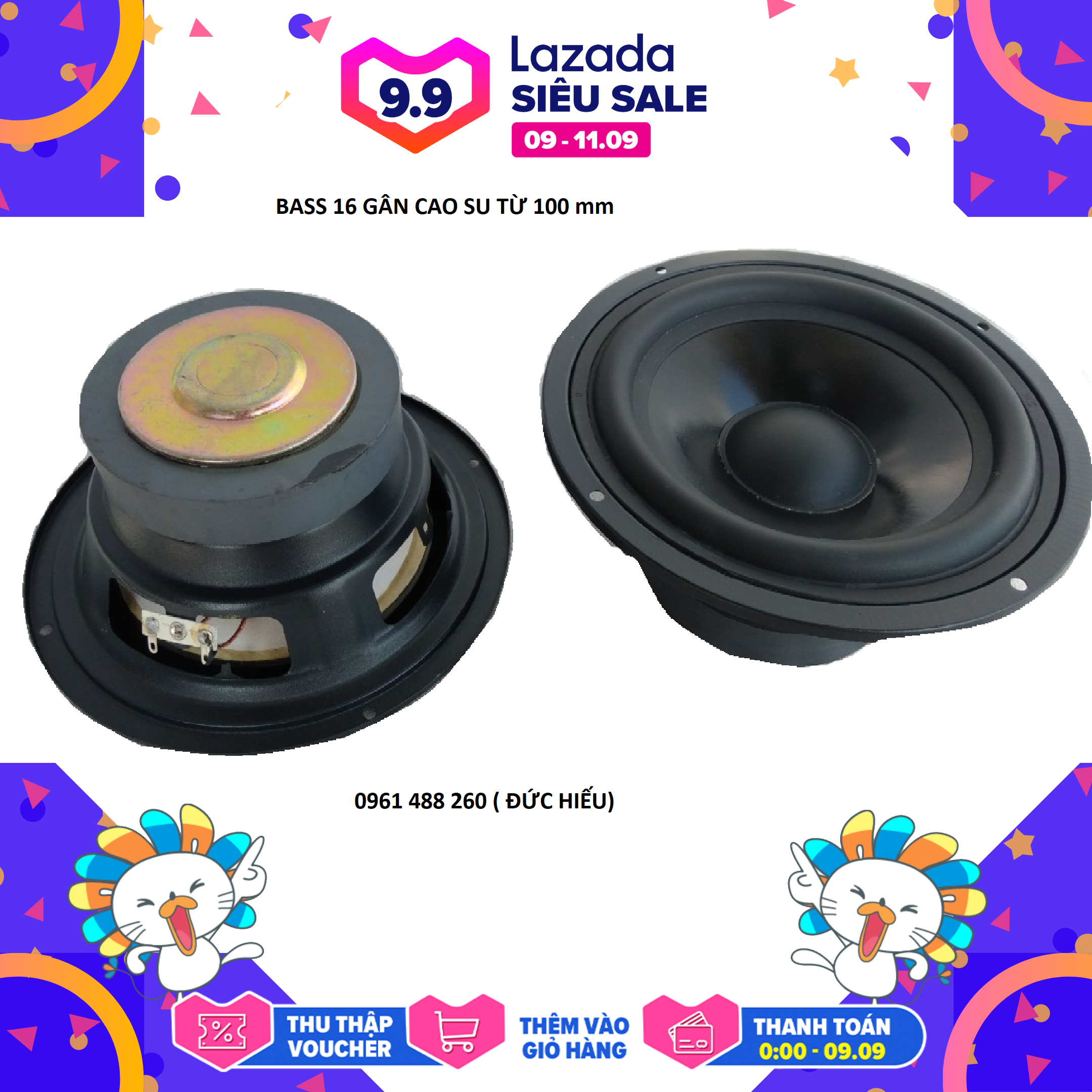 2 CHIẾC LOA BASS 16 TỪ 100 GÂN CAO SU