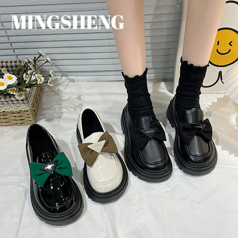 Mingsheng một bàn đạp cung phong cách Anh Quốc mới Muffin đế dày đầu tròn