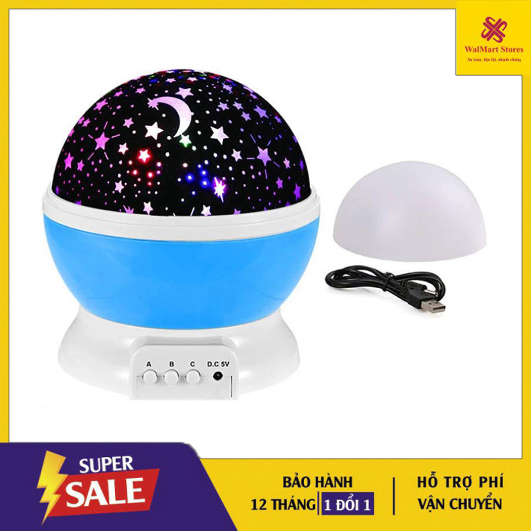 Đèn ngủ chiếu sao bầu trời tự xoay 360 độ: đổi màu với nhiều chế độ