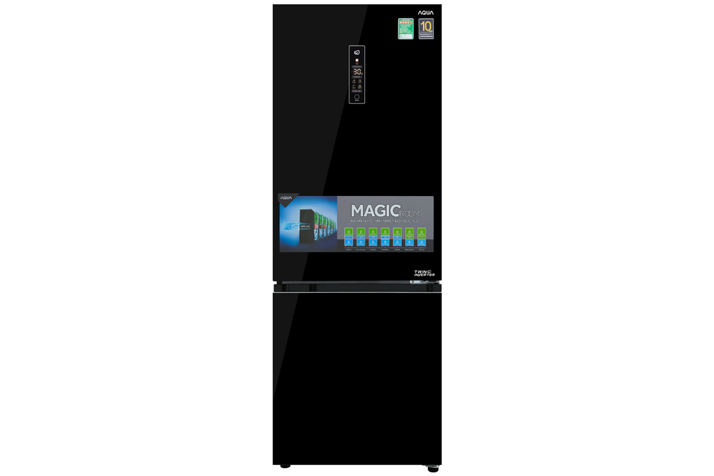 Tủ lạnh aqua inverter 327 lít màu gương đen aqr-ig338eb.gb