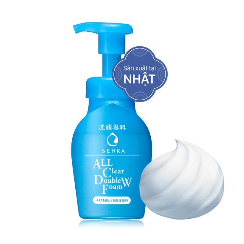 Bọt Rửa Mặt Senka Tẩy Trang All Clear Double W Foam 150ml