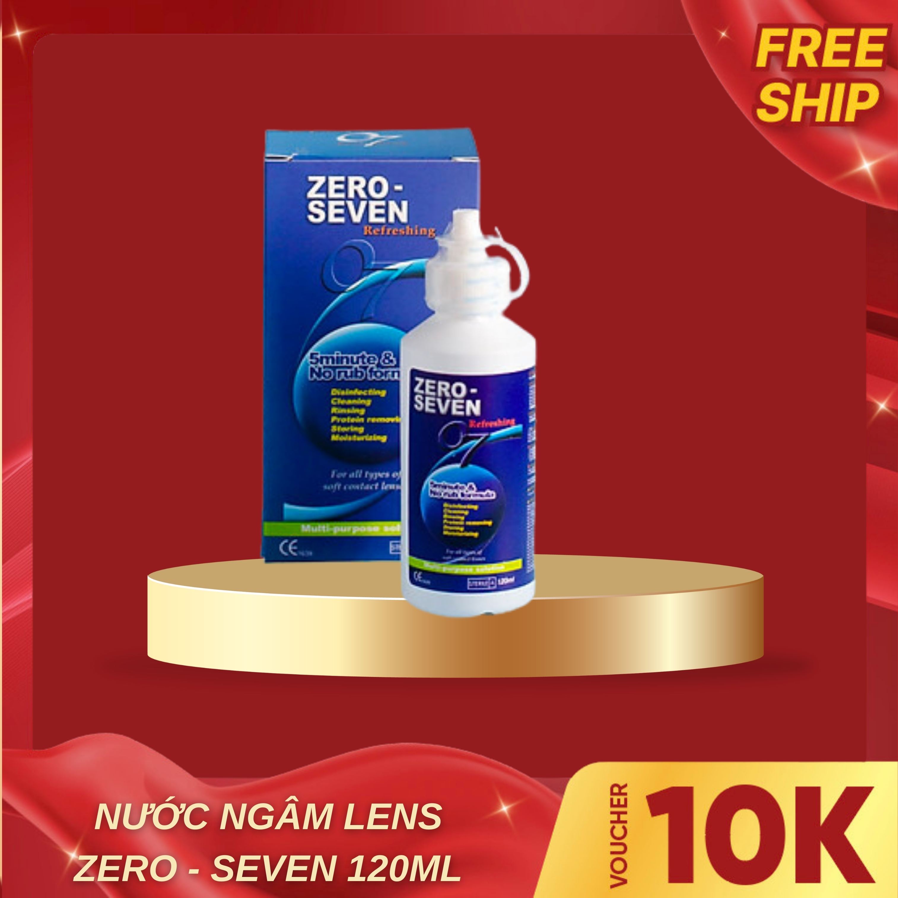 [Chính hãng] Nước ngâm kính áp tròng Zero Seven 120ml- Nước ngâm lens ZERO SEVEN
