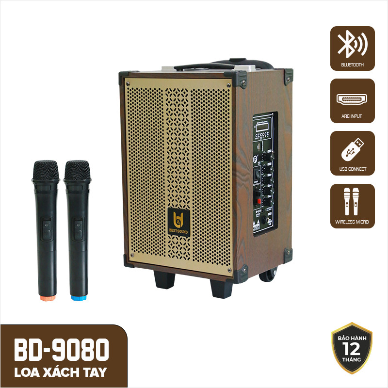 Loa di động, loa karaoke bluetooth, loa kéo di động bd-9080 bluetooth cao cấp, emote điều khiển từ xa, thùng loa làm bằng gỗ, chất âm hoàn hảo, bluetooth 5.0, kích thước nhỏ gọn, loa karaoke ngoài trời, du lịch.