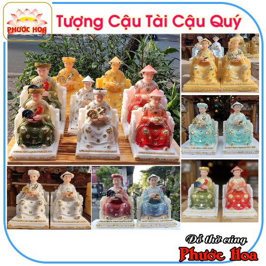 Cậu Tài Cậu Quý chất liệu bột đá cao cấp -  Thờ Tượng - Coi Tuổi Thờ _ Đồ Thờ Cúng Phước Hoa