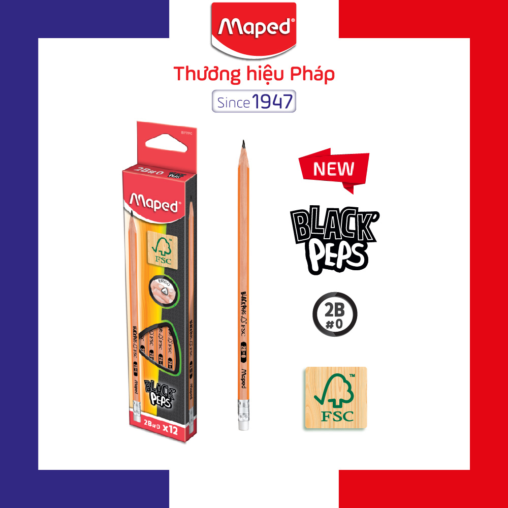 Maped - viết chì đen fsc maped gôm/không gôm