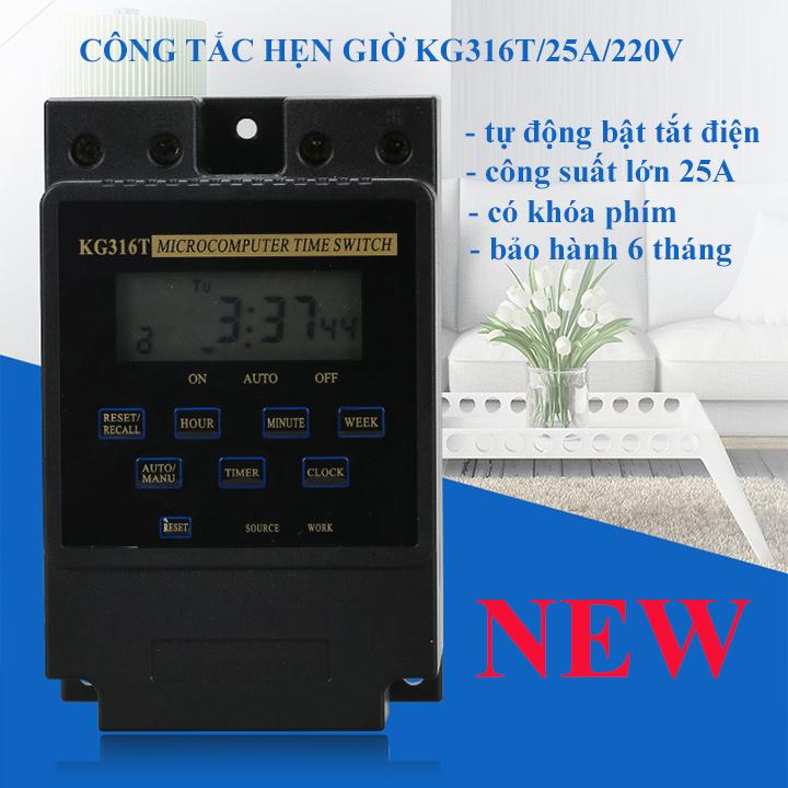Timer hẹn giờ Kg316T/25A/220V 16 chương trình bật tắt điện tự động, công tắc hẹn giờ thông minh
