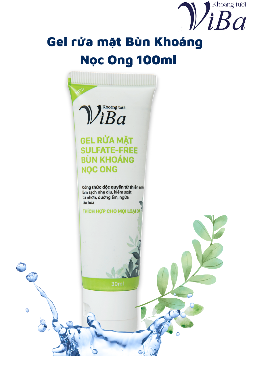 Bkrm - gel rửa mặt sulfate-free viba bùn khoáng nọc ong - viba offical store