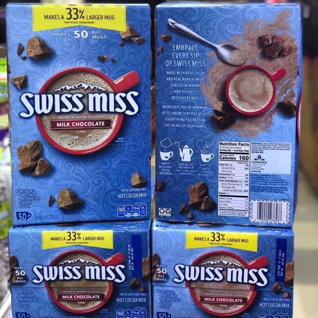 Bột cacao sữa swiss miss hộp 50 gói 1.95kg nhập khẩu mỹ