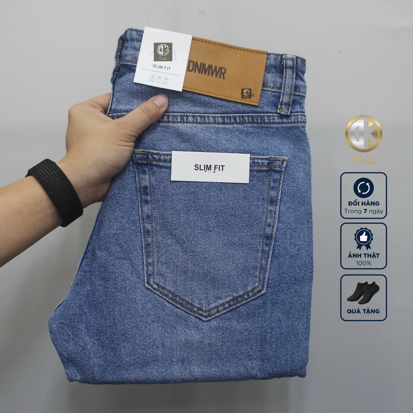 Quần jean nam xanh nhạt ZA-05 Quần bò nam dáng đứng, ôm nhẹ, chất vải co giãn, quần jean slimfit ống 17 - DK