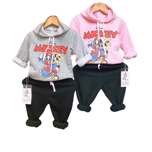 Bộ Nỉ Bông Mickey Bé Trai / Bé Gái 8-19Kg