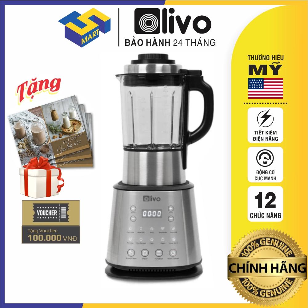 Máy xay nấu làm sữa hạt đa năng OLIVO X20 - CHÍNH HÃNG bảo hành 24 tháng - Xay cực mịn - 12 chức năng dễ sử dụng - Mã TSMART