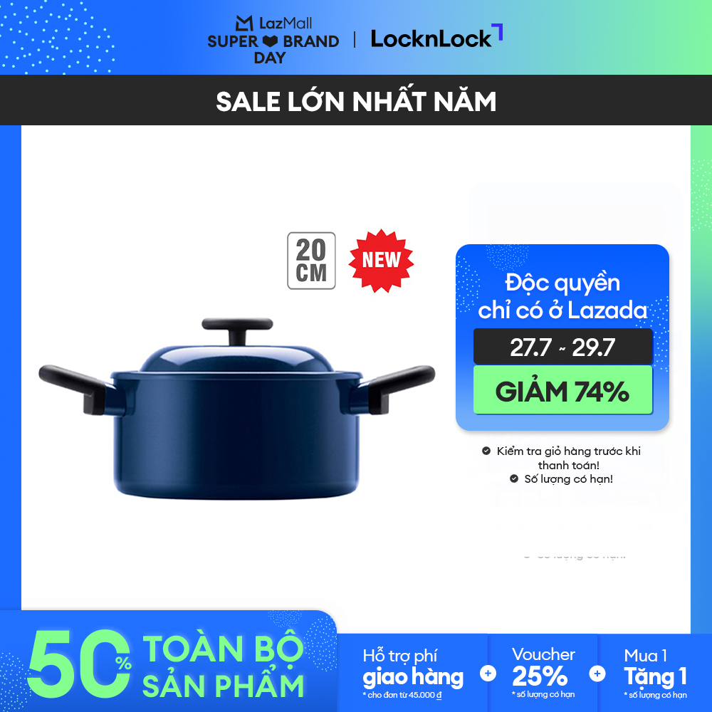 Lde1202ih - nồi lock&lock decore 20cm - màu navy