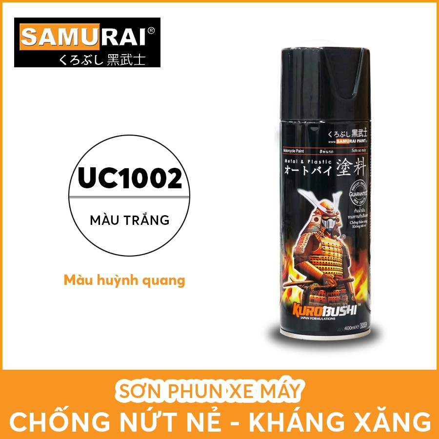 Chai sơn Samurai UC1002 màu trắng huỳnh quang