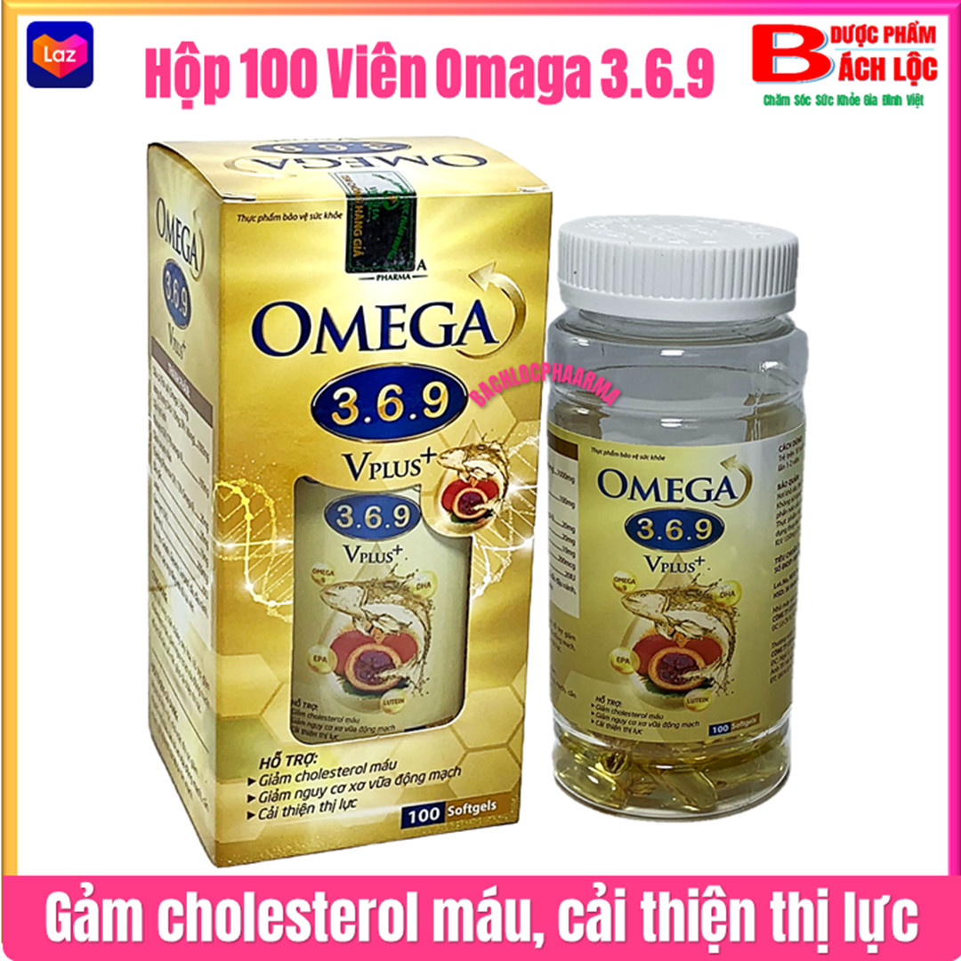 Viên dầu cá Omega 3 6 9 Vplus Bổ não sáng mắt khỏe mạnh tim mạch - Hộp 100 viên