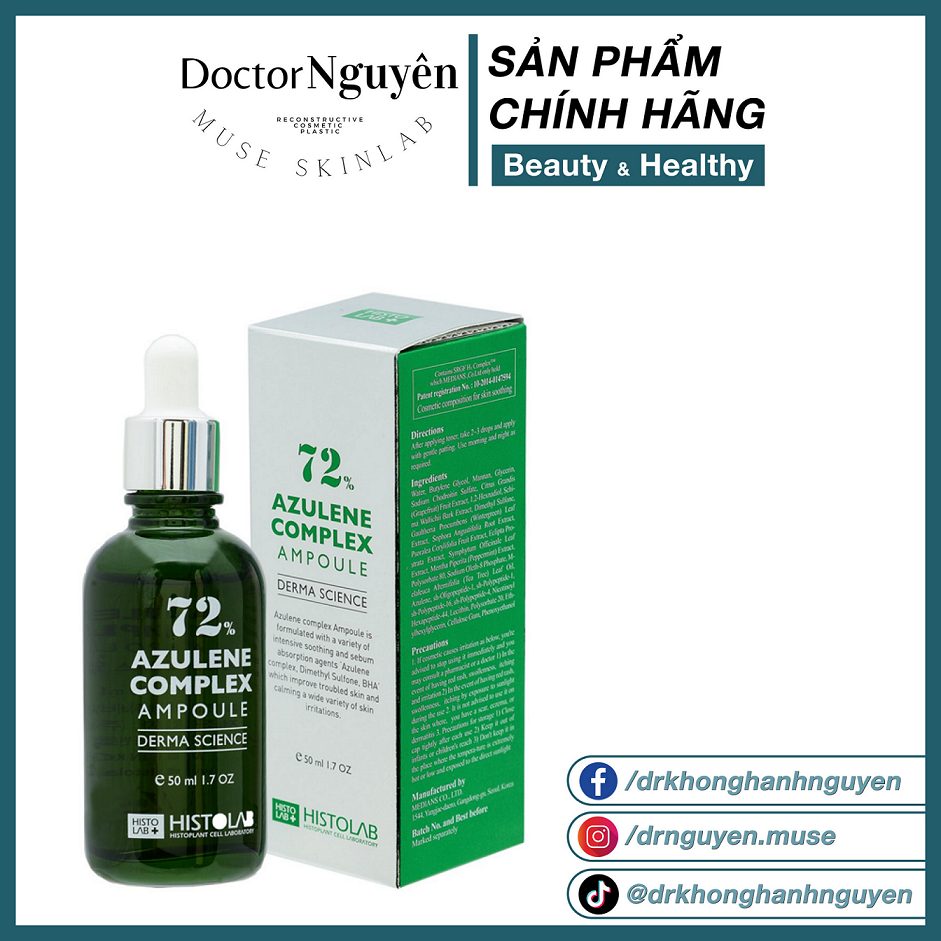 Serum Giảm Mụn Và Kiềm Dầu Histolab 72% Azulene Complex Ampoule Derma Science