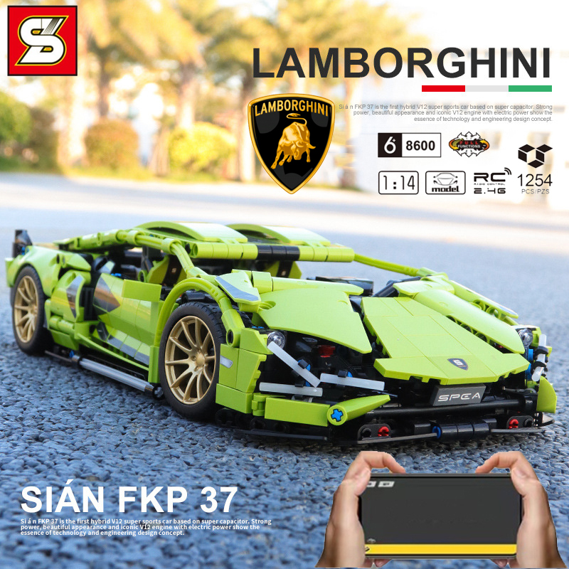 Đồ Chơi Lắp Ráp Kiểu LEGO Điều Khiển Từ Xa Siêu Xe Lamborghini Aventador TECHNIC RC 2 Chế Độ SY8600 với 1254 chi tiết