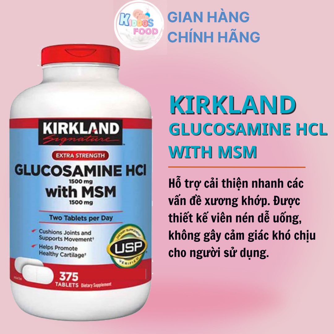Glucosamine HCL With MSM Kirkland Signature hỗ trợ xương khớp hộp 375 viên