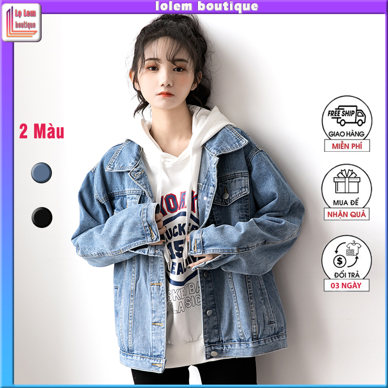 Áo khoác jean Nữ form rộng Hàn quốc đẹp cao cấp phong cách cá tính - lolem boutique