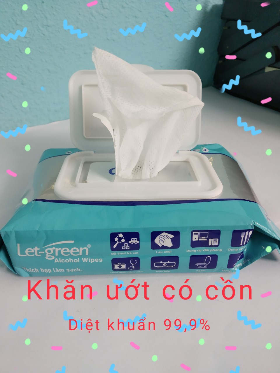 [HCM][Ảnh Thật] Khăn Giấy Ướt Có Cồn LET-GREEN