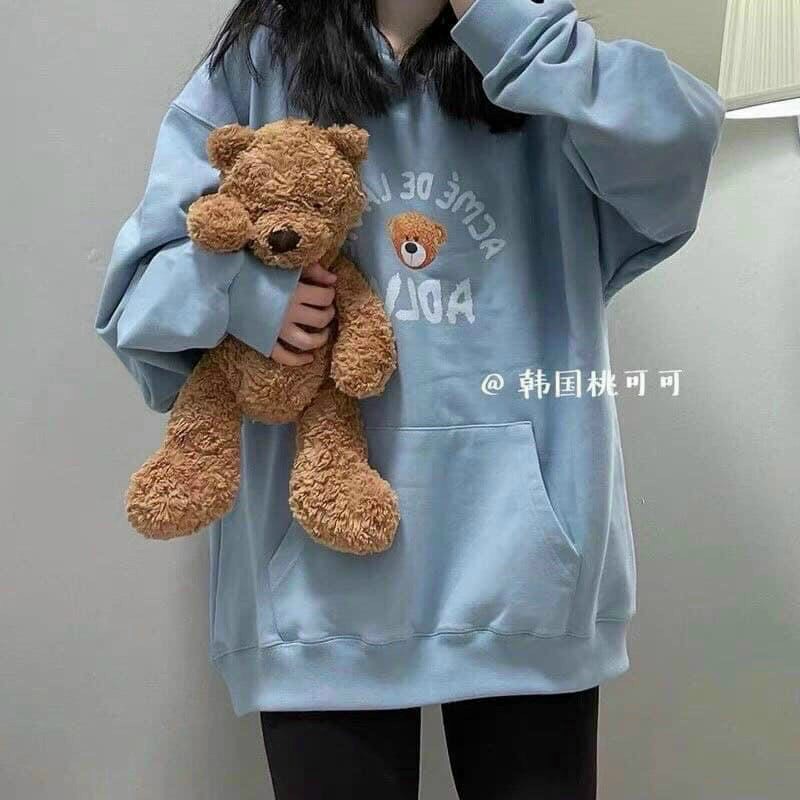 [FREESHIP] Áo Khoác Hoodie Nỉ cotton In Hình Con Gấu Nhỏ Dễ Thương