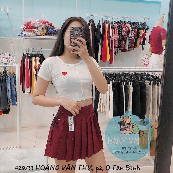 Áo thun croptop cài cúc phối trái tim otis eva ao 295