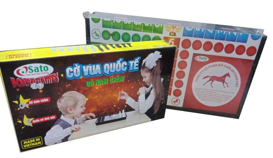 Combo 2 bộ cờ vua và cờ cá ngựa Sato kích thước 31x31cm
