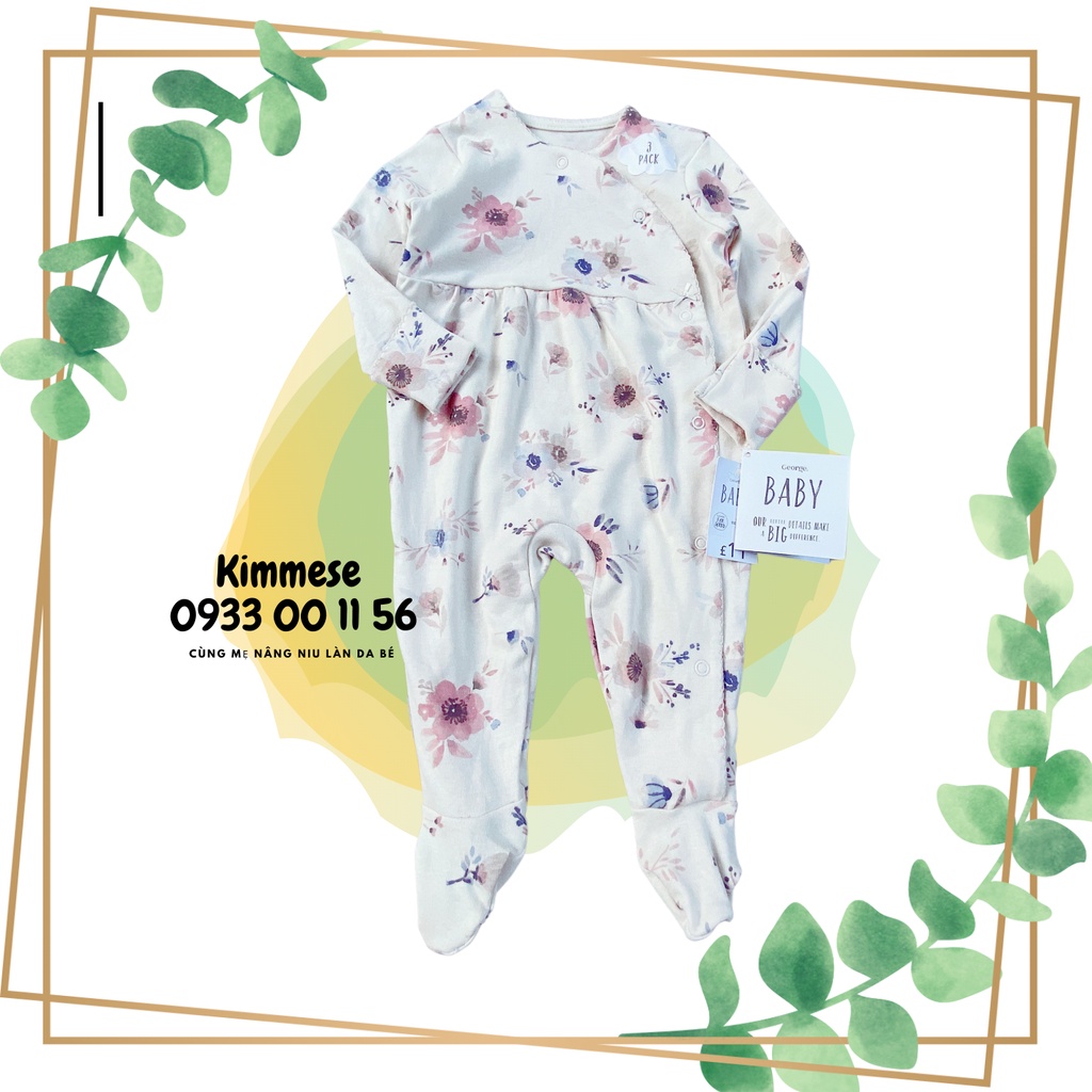 [HCM][Freeship + Hoàn xu 30k] George Kem Hoa Cúc Chéo Sleepsuit Bộ Body Cho Bé Gái Cotton - Đồ Ngủ Cho Bé