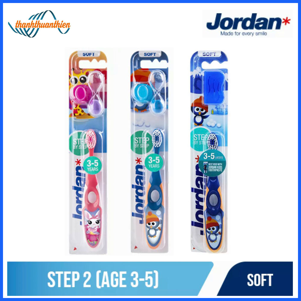 [HCM]Bộ 3 Bàn Chải Đánh Răng Trẻ Em Jordan Step 2 Cho Bé 3 - 5 Tuổi