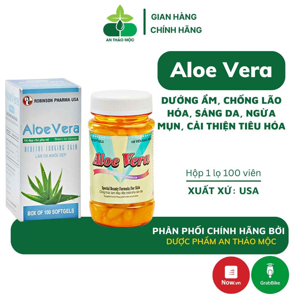 Viên uống làm đẹp Aloe Vera giúp dưỡng ẩm chống lão hóa sáng da ngăn ngừa