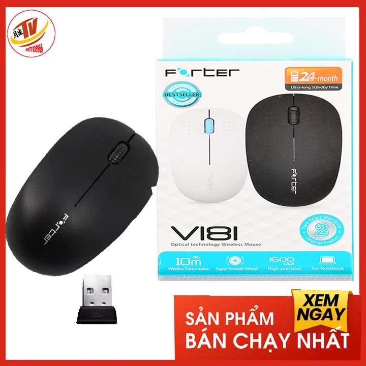 Chuột không dây Forter v181 v182 chính hãng bảo hành 12 tháng,Chuột máy tính,Kết nối cổng USB dùng cho tivi ,máy tính PC ,Laptop ,anroid box