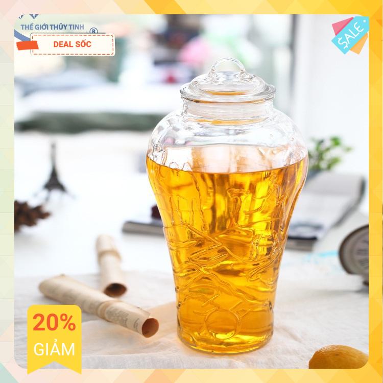 Bình ngâm rượu sâm thủy tinh họa tiết lạc đà 5 lít không van