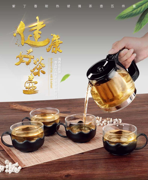 [HÀNG CHẤT LƯỢNG] BỘ 4 LY KÈM BÌNH TRÀ CAO CẤP BỘ LY UỐNG TRÀ, CÀ PHÊ THỦY TINH CAO CẤP