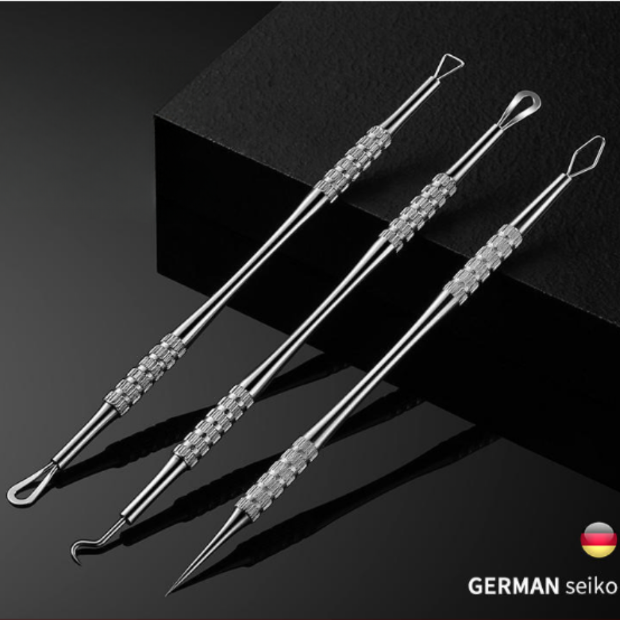 Kim nặn mụn chất lượng đức bộ 3 kim hút mụn thép không rỉ vệ sinh cao cấp dụng cụ nail manicure