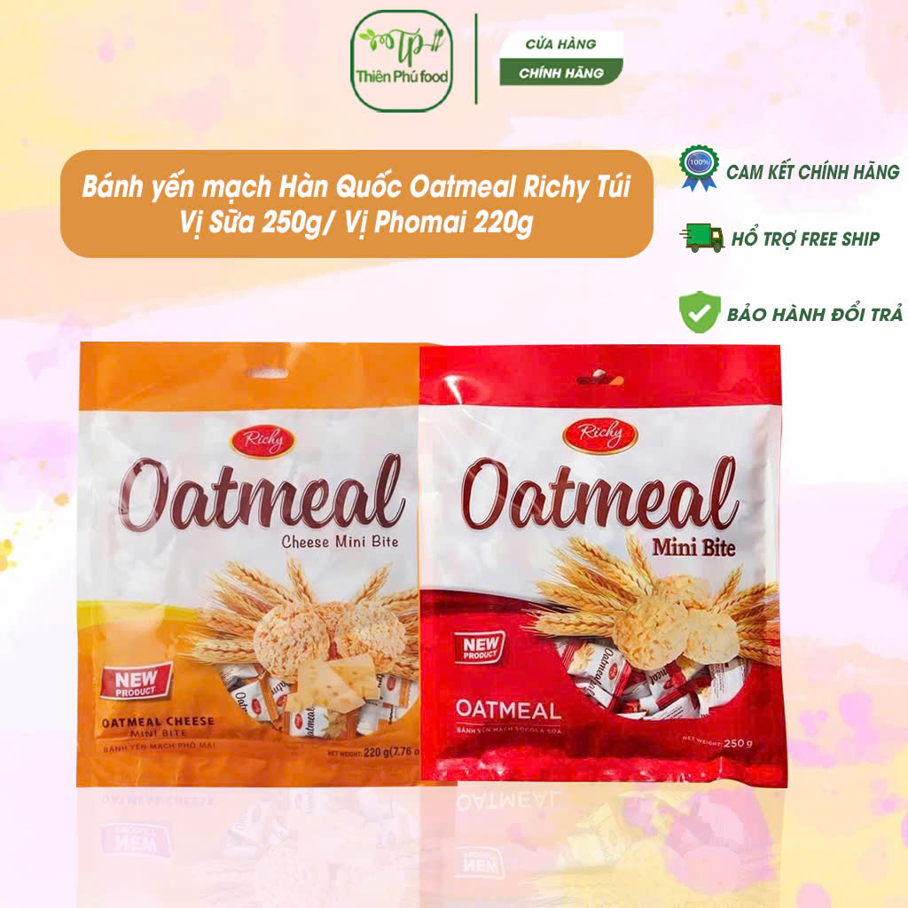 [ Date 1/2026 ] Bánh yến mạch Hàn Quốc Oatmeal Richy Túi Vị Sữa 250g/ Vị Phomai 220g