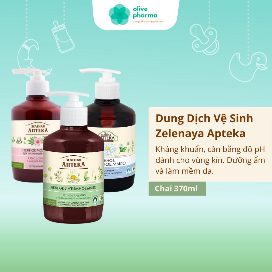 Dung dịch vệ sinh phụ nữ zelenaya apteka kháng khuẩn cân bằng ph dạng gel, dạng sữa 370ml