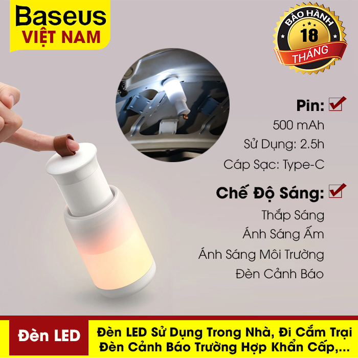 [BẢO HÀNH 6 THÁNG] Đèn LED di động sử dụng trong nhà, đi cắm trại, đèn cảnh báo trường hợp khẩn cấp